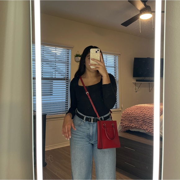 Red Prada Leather Handbag - Picture 8 of 9